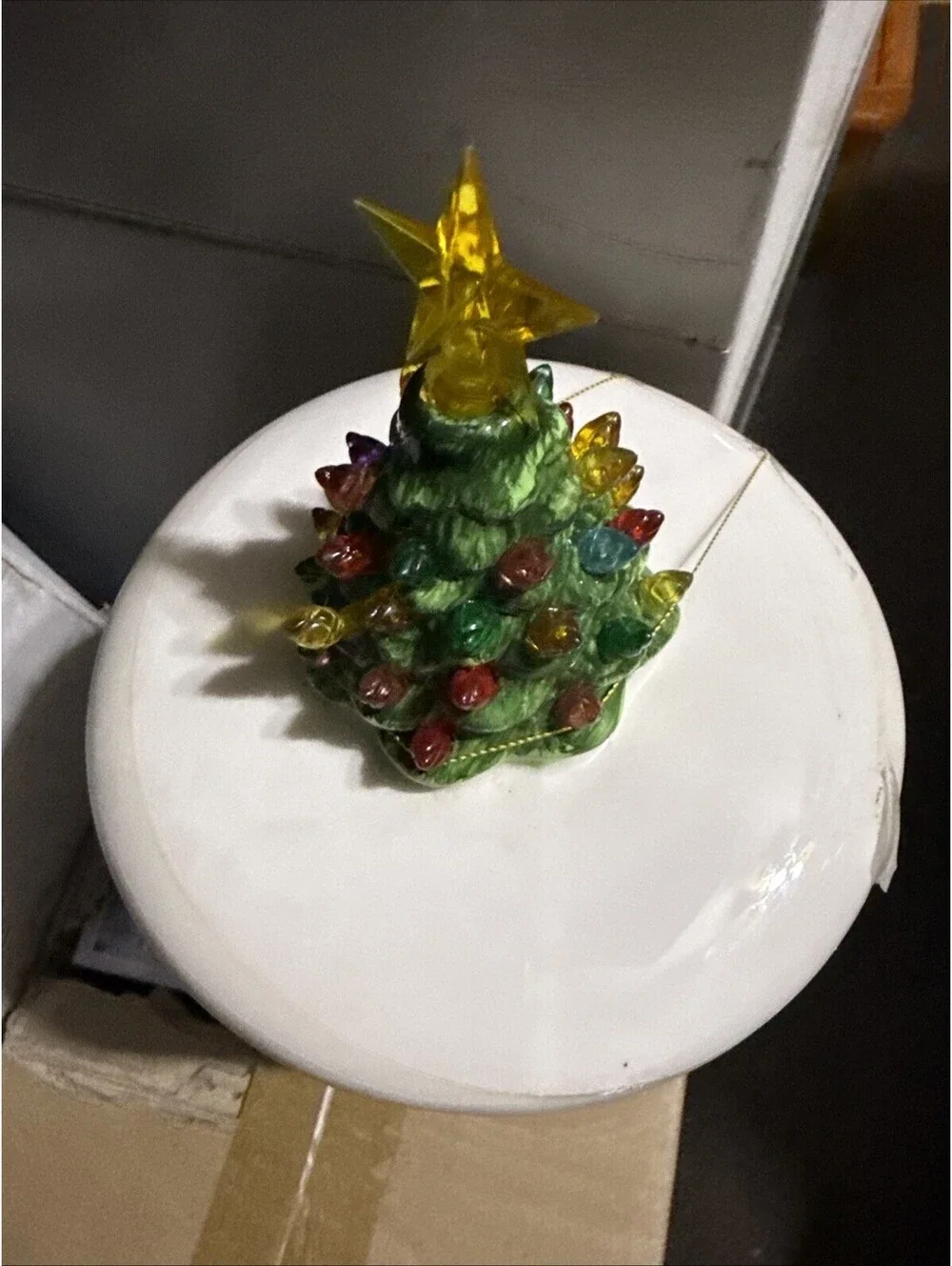 Aldi Merry Moments Mr Christmas LED Lit Tree Ceramic Cookie Jar White 11.75 in